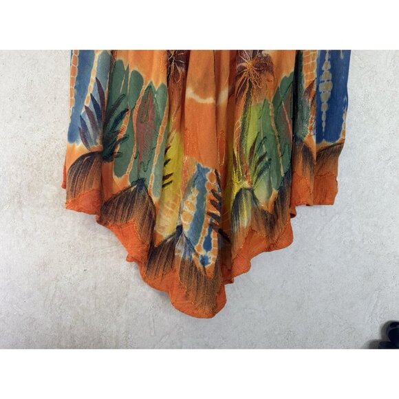 Womens Dress Tie Dye Embroidered Cover Up Tropical Palm Trees Beach FREE SIZE - Picture 8 of 16